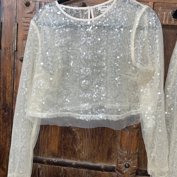 Jason Wu NWT Sequin Mesh Two-Piece Set | Long Sleeve Top & Midi Skirt | Size L - Picture 5 of 7